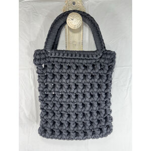 Binge Women's Black Knitted Double Flat Strap Handbag